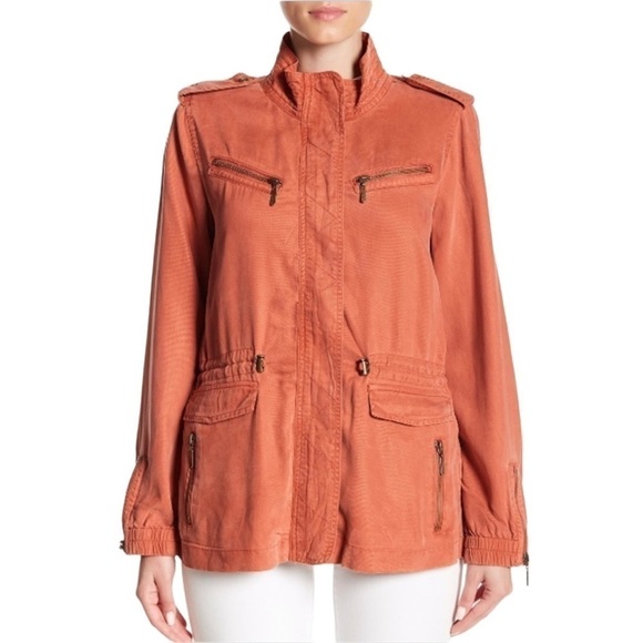 MAX JEANS Utility Jacket Garment Dyed 100% Tencel Coral Cloud Size XS (Like New) - Picture 1 of 16